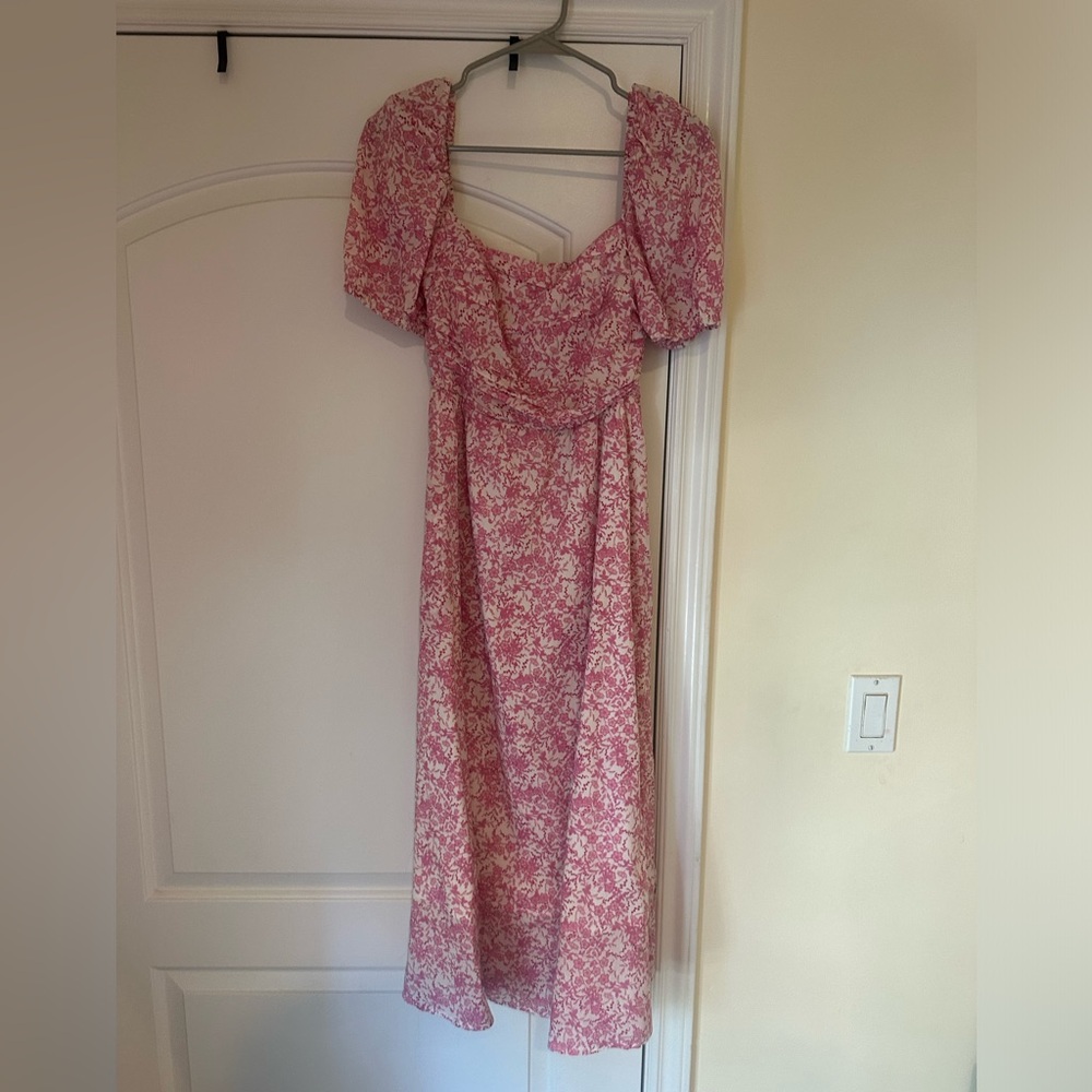 o.p.t Pink and White Patterned Dress